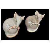 Pair of Vintage Bing and Grøndahl Porcelain Mice 1801 Figurines