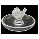 Lalique France Crystal Bird Trinket Dish Figurine