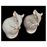 Pair of Vintage Bing and Grøndahl Porcelain Mice 1801 Figurines