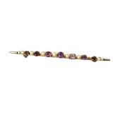 Vintage 14k Gold, Amethyst and Seed Pearl Brooch / Pin
