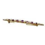 Vintage 14k Gold, Amethyst and Seed Pearl Brooch / Pin