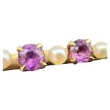 Vintage 14k Gold, Amethyst and Seed Pearl Brooch / Pin