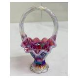 Vintage Four Vintage Fenton Glass Baskets including a Vintage Cobalt Blue Glass Fenton Basket