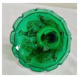 Fenton Vintage Sable Arch Green Iridescent Carnival 6” Glass Bell w/ 12 Crimps
