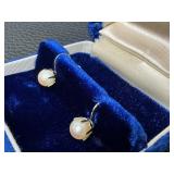 Pair of Vintage Cultured Pearl and 14K Gold Earrings