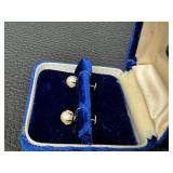Pair of Vintage Cultured Pearl and 14K Gold Earrings