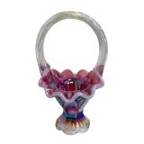 Vintage Four Vintage Fenton Glass Baskets including a Vintage Cobalt Blue Glass Fenton Basket