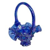 Vintage Four Vintage Fenton Glass Baskets including a Vintage Cobalt Blue Glass Fenton Basket