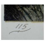 Vintage "The River in Flanders" Framed Colored Etching by Julien Van Santen