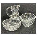Waterford Crystal Bowls and Petite Creamer Pitcher