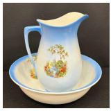 Beautiful Vintage Wash Basin, Pitcher and Covered Soap Dish