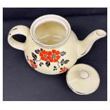 Vintage Halls Red Poppy Coffee/Tea Pot with Creamer Pitcher and Sugar Dish