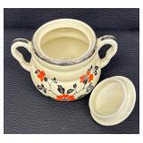Vintage Halls Red Poppy Coffee/Tea Pot with Creamer Pitcher and Sugar Dish