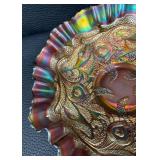 Vintage Fenton Heart and Vine Ruffled Glass Bowl