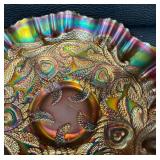 Vintage Fenton Heart and Vine Ruffled Glass Bowl