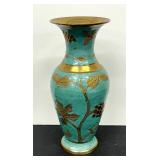 Beautiful Vintage Brass and Enamel Vase