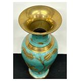 Beautiful Vintage Brass and Enamel Vase