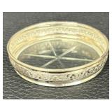 Set of Six Vintage Sterling Silver Rimmed Coasters by Birks