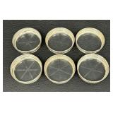 Set of Six Vintage Sterling Silver Rimmed Coasters by Birks