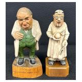 Two Vintage Hand Carved Wood Physician Figurines by Toriart and More