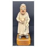 Two Vintage Hand Carved Wood Physician Figurines by Toriart and More