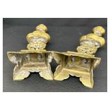 Pair of Beautiful Vintage Chinese Brass Candleholders
