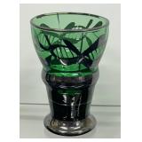 Set of Six Vintage Bohemian Emerald Green Cordial Glasses