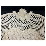 Vintage Belleek Irish Porcelain Intricate Basket Weave w/ Roses