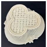 Vintage Belleek Irish Porcelain Intricate Basket Weave w/ Roses