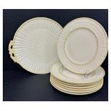 Vintage Belleek Limpet Pattern Plates and Platter Third Black Mark