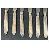 Vintage Spreaders, Spoons, Sterling Silver and Glass Divided Dish, Sterling Silver Lidded Etched Glass Sugar or Jam Jar / Dish