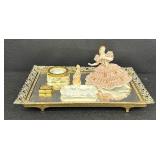 Antique Wave Crest Trinket Dish, Vintage Vanity Mirror, Figurines, Trinket Box and More