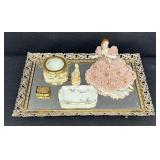 Antique Wave Crest Trinket Dish, Vintage Vanity Mirror, Figurines, Trinket Box and More