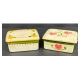 Two Vintage Stangl Pottery Terra Rose Cigarette / Trinket Boxes