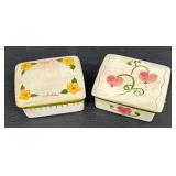Two Vintage Stangl Pottery Terra Rose Cigarette / Trinket Boxes