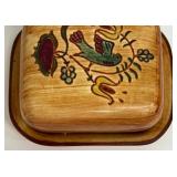 Pair of Pennsbury Pottery Tulip Butter Dish & Lid Folk Art Hand Painted