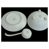 Vintage Meito “Campania” Hand Painted Footed Bowl, Ladle and Saucer