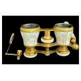 Vintage 19th Century Mother-of-Pearl Opera Glasses and Clip-On Magnifying Glass