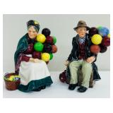 Vintage 1928 Royal Doulton Woman Balloon Seller HN1315 and  “The Balloon Man” HN1954 Bone China Figurines