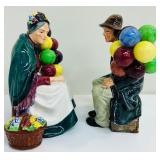 Vintage 1928 Royal Doulton Woman Balloon Seller HN1315 and  “The Balloon Man” HN1954 Bone China Figurines
