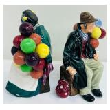 Vintage 1928 Royal Doulton Woman Balloon Seller HN1315 and  “The Balloon Man” HN1954 Bone China Figurines