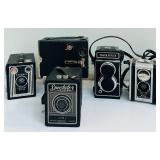 Vintage Cameras including Kodak Brownie Target Six-20 Art Deco Box Camera, Tower Reflex Twin Lens Film Camera Westar Lens and More!