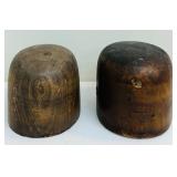 Pair of Vintage Wood Hat Molds