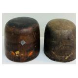 Pair of Vintage Wood Hat Molds