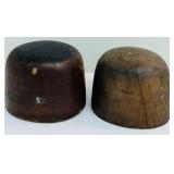 Pair of Vintage Wood Hat Molds
