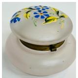 Antique Limoges P&B 12" Plate, Antique Victorian Bohemian Hand Painted Enamel Violet Flower Satin Uranium Glass Vase and Victorian White/Pink Bristol Glass