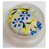 Antique Limoges P&B 12" Plate, Antique Victorian Bohemian Hand Painted Enamel Violet Flower Satin Uranium Glass Vase and Victorian White/Pink Bristol Glass