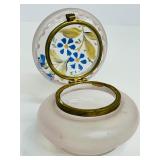 Antique Limoges P&B 12" Plate, Antique Victorian Bohemian Hand Painted Enamel Violet Flower Satin Uranium Glass Vase and Victorian White/Pink Bristol Glass