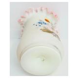 Antique Limoges P&B 12" Plate, Antique Victorian Bohemian Hand Painted Enamel Violet Flower Satin Uranium Glass Vase and Victorian White/Pink Bristol Glass