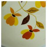 Vintage Hall’s Superior Quality Kitchenware Stoneware Pitcher with Ice Lip Round Shape Autumn Leaf MCM Mid Century Brown Orange Cream